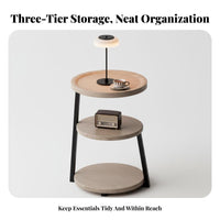 Curved Designd Nightstand Space-Saving Side Table Rounded Corners for Small areas