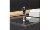 1:64 Scale Girl Figure Realistic Design 1/64 Scale Female Figurine Collectible Denim Skirt Girl Model for Hobbyists