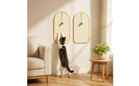 2 Pieces Cat Scratching Board with Toy Ball Wall-Mounted Sisal Cat Scratcher with Hanging Rope Interactive Pet Supply for Living Room, Apartments