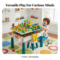 Kids Construction Brick Table Construction Brick Play Table Educational Toy for Young Children, Preschoolers, Playroom, Bedroom, Living Room