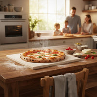 3 Pieces Pizza Stone Set Even Heat Distribution Pizza Stone with Rack and Cutter Bakeware Creates Crispy Crust Versatile