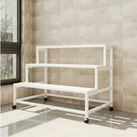 3-Tier Stand with Hanging Bar Stepped Shelves for Living Room, Office