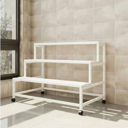 3-Tier Stand with Hanging Bar Stepped Shelves for Patio