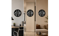 Digital Wall Clock with Temperature and humidity Modern Electronic Wall Clock Oversized for Living Room, Bedroom