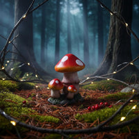 Toadstool Cluster Sculpture Whimsical Design Red Toadstool Garden Statue