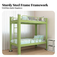 1 Metal Bunk Bed with Full Length Guardrails Steel Frame Durable Construction Space-saving Design Suitable for Children Dorm Room Apartment Students Daycare
