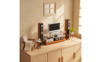Modern Miniature Home Theater Contemporary Dollhouse TV Stand with Speakers Compact Miniature Television Set True-to-Life for Hobbyists