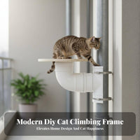 Pipe-Mounted Cat Step DIY kit Wall-Mounted Cat perch sturdy Wood Construction Climbing construction Part for Apartment Dwellers, Small Spaces, Home