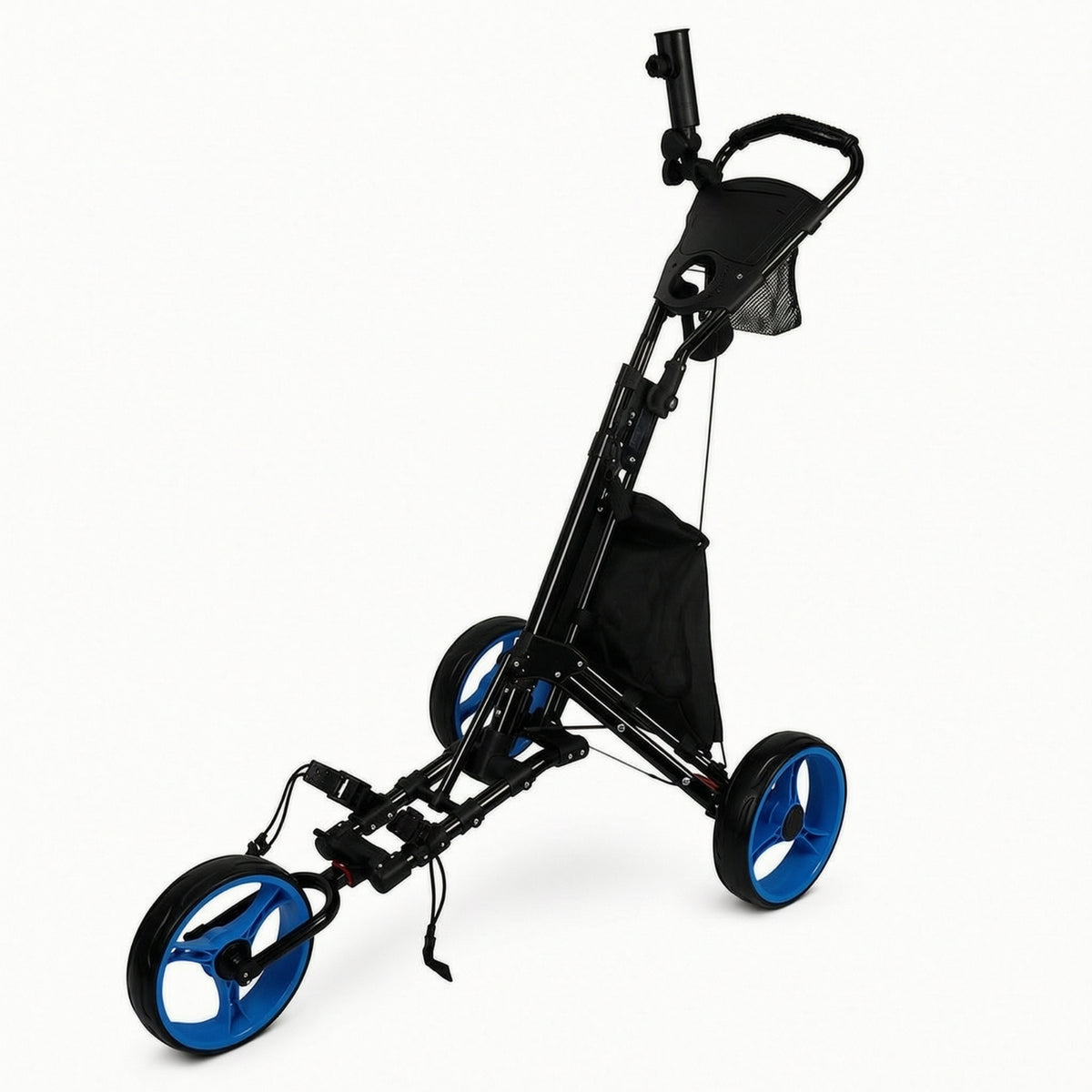 Compact 3-Wheel Golf Push Cart Easy Storage Folding Golf Push Cart Quick-Fold Trolley Ergonomic for Golfers