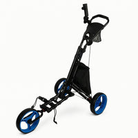 Compact 3-Wheel Golf Push Cart Easy Storage Folding Golf Push Cart Quick-Fold Trolley Ergonomic for Golfers