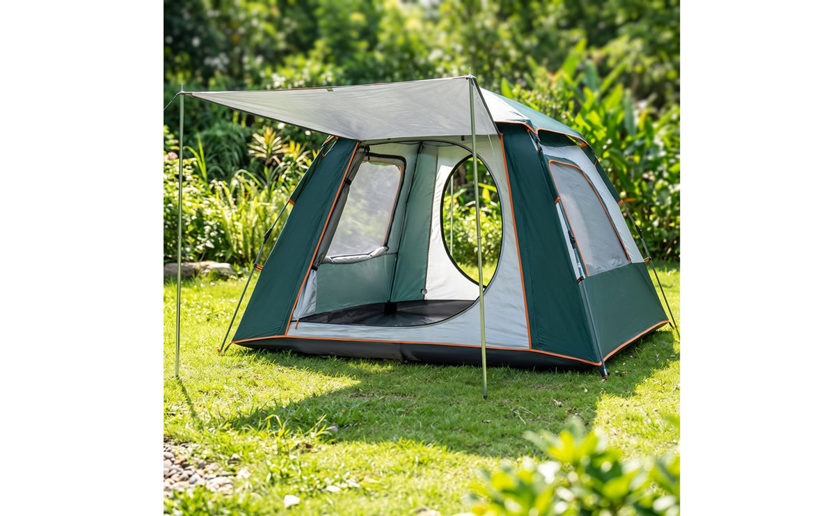 Easy Setup Outdoor Tent with Awning Rainproof Tent with Mesh Openings Waterproof Shelter Portable for Campers, Families, Camping, Picnics, Backyard