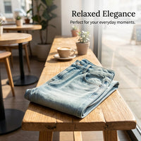 Women's Jeans High Waisted with Embroidered Details, Non Stretch Thick Denim Trousers for Casual and Travel Outfits, Wide Leg