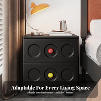 3-Drawer Nightstand adaptable Retro 3-Drawer End Table Easy Assembly for Bedroom