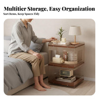 C-Shaped Bedside Shelf Modern Design Nightstand Slides Under Couch for Dorm Room