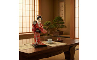 Geisha Doll Ornamental Headpiece Decorative Craft Ornament Wooden Base