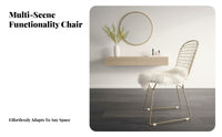 Wire Mesh Armchair Nordic aesthetic Vanity Stool Gold-Tipped Legs for Adults, Guests
