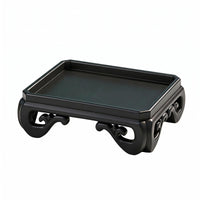 Ornamental Pedestal Tray Black Resin Decorative Tray Stand Cutout Design