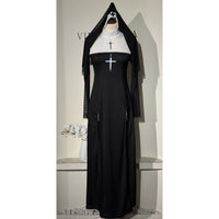 Nun Costume for Women, Cosplay, Halloween, Polyester, Black, S-XL