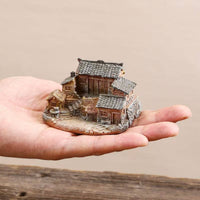 Bonsai House Ornament Detailed Craftsmanship Rustic Village Figurine for Desktop