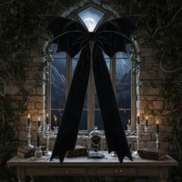 Gothic Winged Bow Oversized Velvet Bow with Tails Easy-to-Install Tree Topper Festive for Goths, Halloween Party