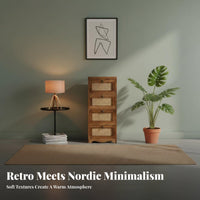 Rattan Drawer Nightstand Vintage design Rattan Drawer End Table Sturdy Construction Minimalist Design for partners, Renters