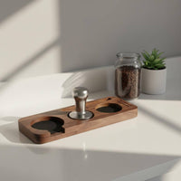 Wooden Tamper Base Polished Finish Tamper Holder Board Textured