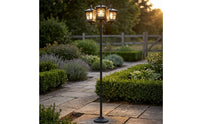 Outdoor Post Light with Three Lanterns Cordless for Garden