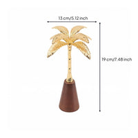 Gold Palm Tree Ornament Compact Size Artificial Tropical Palm Decoration Flat Bottom Coconut Tree Figurine for Office, Hotel