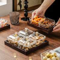 Glass Fruit Tray with Compartments for Living Room Coffee Table