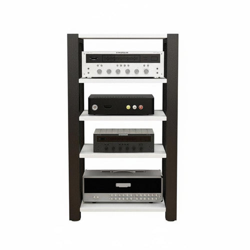 2 Pieces Steel AV Shelf Multi-tier Amplifier Stand Adjustable Shelves Heavy Duty Cabinet Suitable for Audiophiles Living Room Entertainment Space