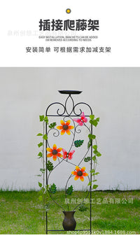跨境铁艺喂鸟器攀爬花架绿萝月季花园草坪庭院装饰品爬藤架鸟浴盆