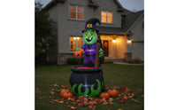 Inflate Inflatable Witch and Boiling Pot Outdoor Inflatable Witch Spooky Yard Decor Lighted for Lawn