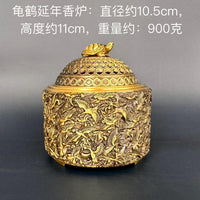 森舍黄铜大号千鹤熏香炉摆件盘香炉古玩铜器仿古黄铜工艺品黄铜香