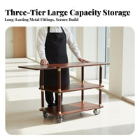 Multi-Function 3 Tier Rolling Cart Versatile Use 3-Tier Food Service Cart Large Capacity Collapsible Kitchen Trolley Easy to Clean for Hotel Personnel, Homeowners, Apartment Dwellers, KTV, Beauty Salon, Home, Living Room