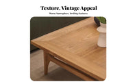 Wabi-Sabi Aesthetic Low silhouette Square Table Vintage Inspired Square Block Table full Wood Construction Living Room Furnishing Rustic Design for Guesthouse Owners, Homeowners, Families, Small Apartment, Reception Area, Lounge, Den