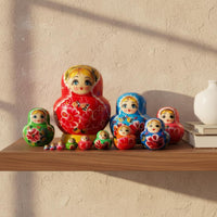 10 Pieces Matryoshka Nesting Doll Traditional Design 10-Layer Nesting Doll Set Great Gift Idea Stacking Toy for Kids, Playroom, Nursery