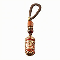 Red Enamel Engraved Charm Charm Gold-Tone Fittings Brass Charm Decorative Ornament for Car Keys, Bag, Keyring