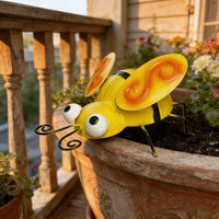 Metal Bee Ornament Weather Resistant Wrought Iron Decor Vibrant Colors