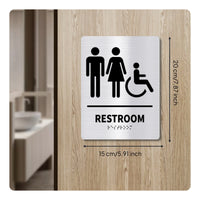 Stainless Steel Restroom Sign Self Braille Restroom Sign Printed