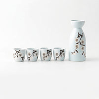 Japanese Ceramic Sake Set, Rich Floral Porcelain