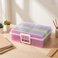 Photo Storage Box with Inner Cases Transparent Photo Storage Box  Dustproof Craft Organizer with Inner Boxes for Collectors