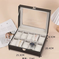 Multi-Slot PU Leather Watch Storage Box with Divider