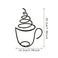 Metal Coffee Cup Decor Hollow-out Design Minimalist Beverage Wall Decor Easy to Install House Decoration for Kitchen