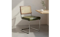 Woven Backrest Rattan Dining Chair Retro Design Vintage Dining Chair Sturdy Home Furniture
