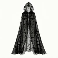 See-Through Mesh Cape with Nocturnal Winged Creature Pattern Halloween Nocturnal Winged Creature Cape Lightweight Costume Long for Cosplayers