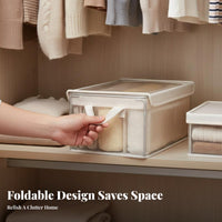 Stackable Textile Drawer Transparent Lid Stackable Sliding Basket Foldable