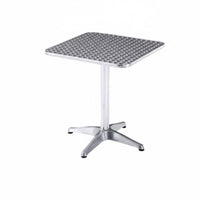 Folding Chair and Pedestal Table Utilitarian Look Square Table with 4 Chairs Retro Vintage lookSaving for Snack Bar, Food Court