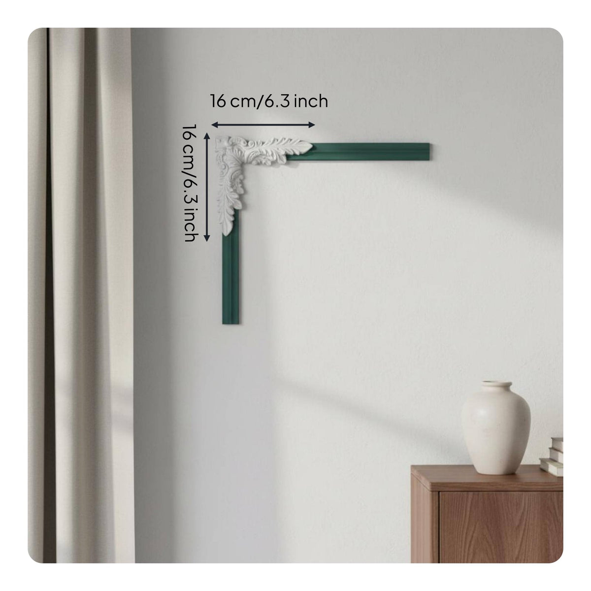 4 Pieces French Design Wall Corner Ornament White Finish PU Corner Applique