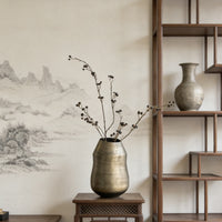 Indian Imported Aluminum Antique Bronze Flower Vase Ornament for Chinese-Style Showroom Living Room Entryway