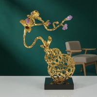 Gourd Statue with Crystal Gilded Tabletop Ornament Decorative for Homeowners